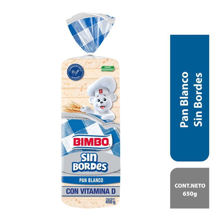 Pan de Molde Blanco Bimbo Sin Bordes Bolsa 650 g