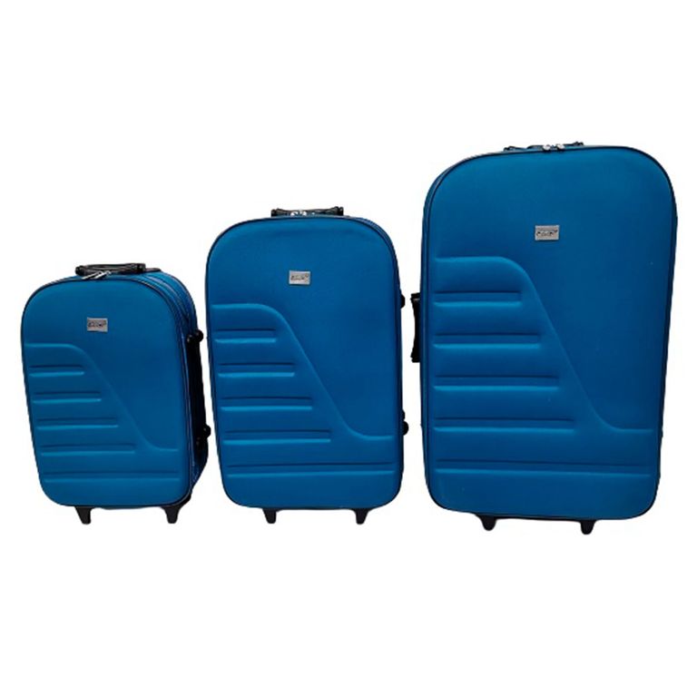 Set Maletas Soft 360 Azul Indigo 3 Und