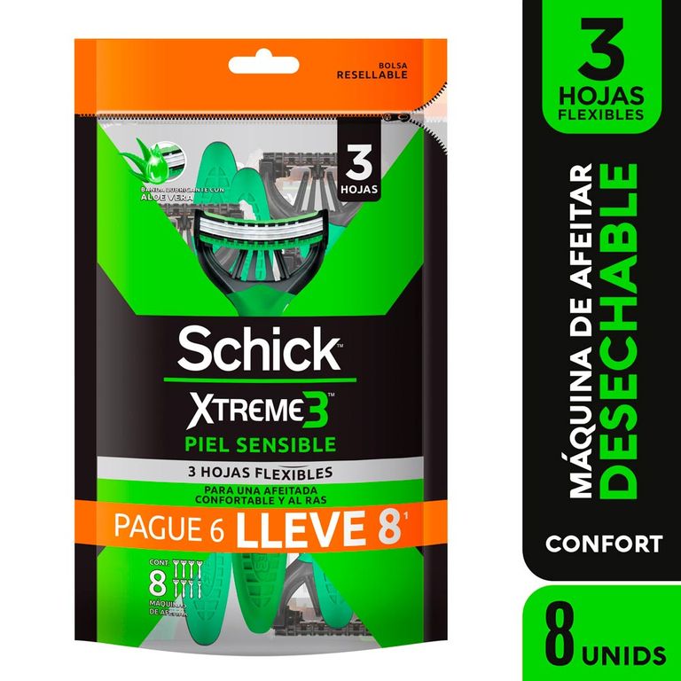 Máquina de Afeitar Schick Xtreme Confort Aloe Empaque 8 Und