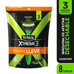 SCHICK - Maquina Afeitar xtreme3 Confort Aloe x 8 Und