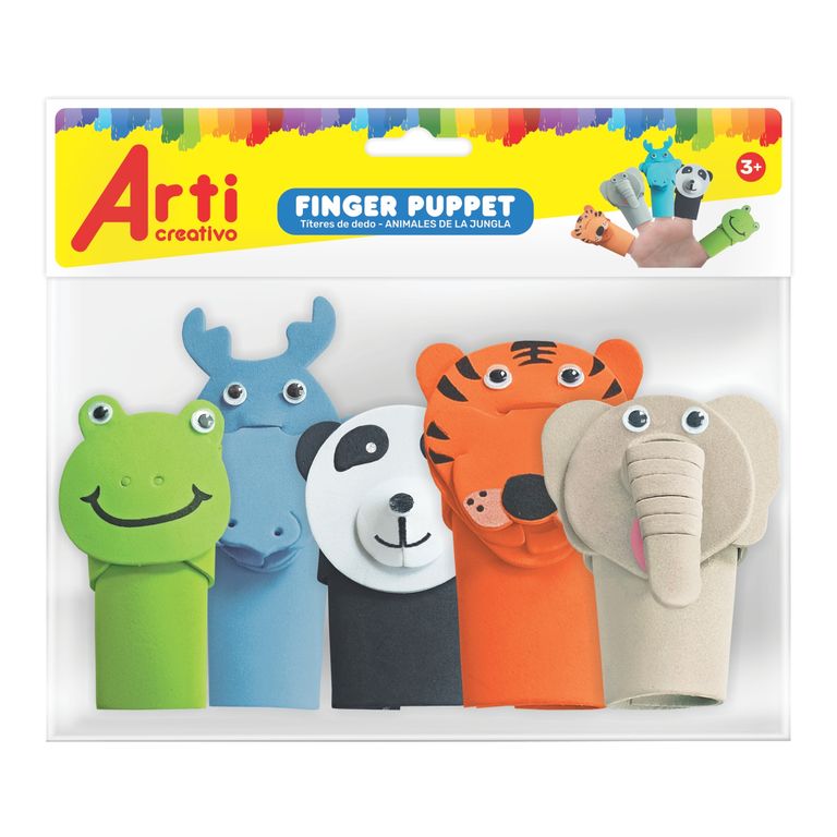 Títeres De Dedo Arti Creativo Jungla Bolsa 5 Und