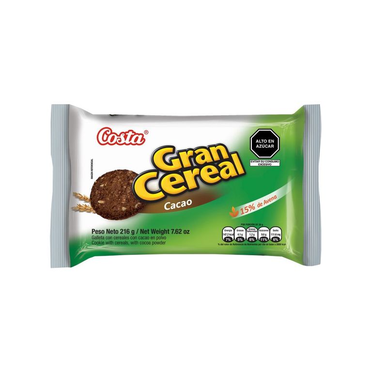 Galleta Costa Gran Cereal Cacao con Avena Sixpack 216 g