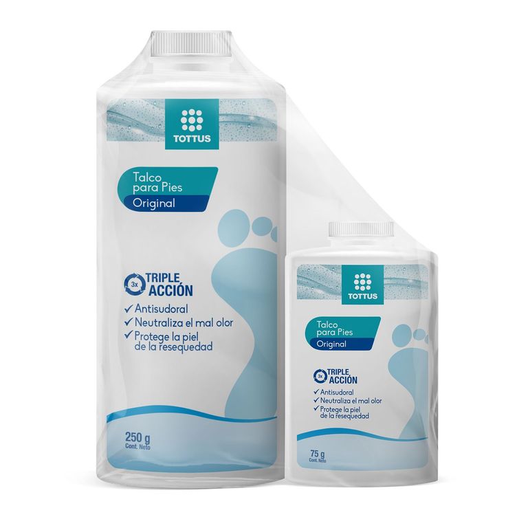 Pack Talco para Pies Tottus Triple Acción Original 250 g + 75 g