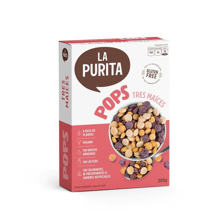 Cereal Pops La Purita Tres Maíces Empaque 200 g