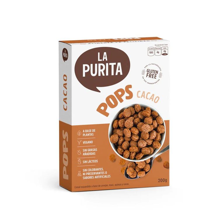 Cereal Pops La Purita Cacao Empaque 200 g