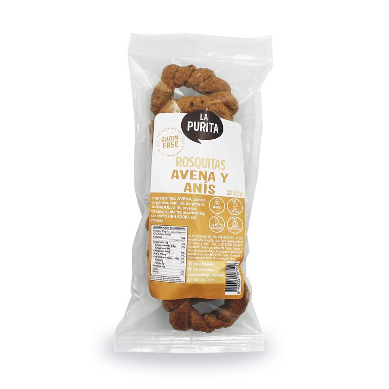 Rosquitas de Avena y Anís La Purita Empaque 80 g