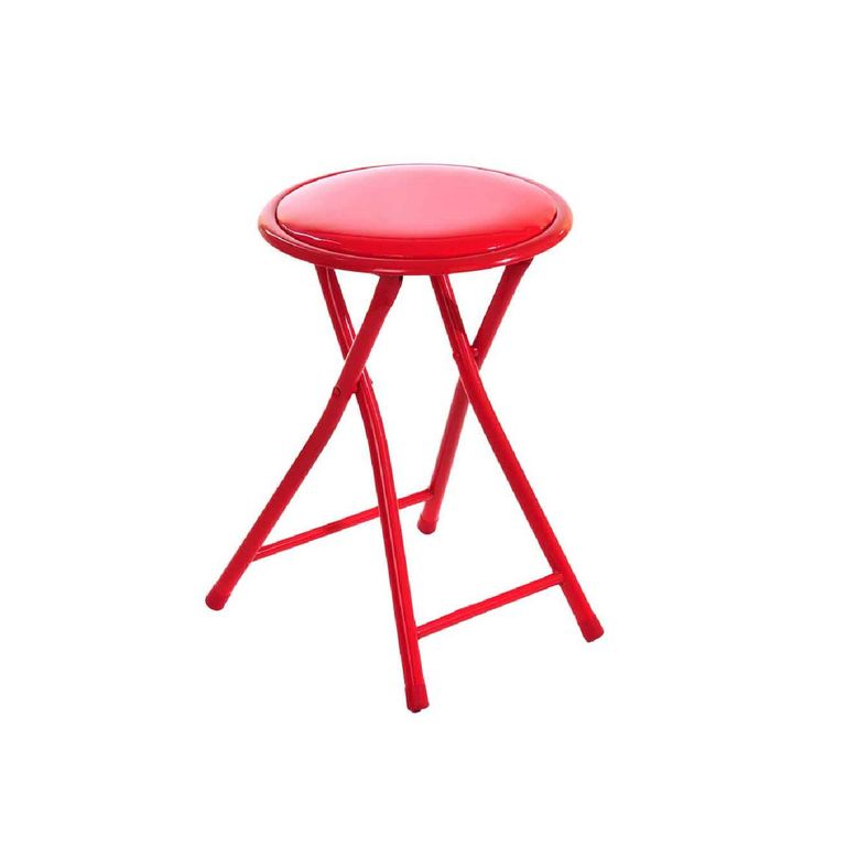 Banquito Plegable Redondo Plástico Rojo