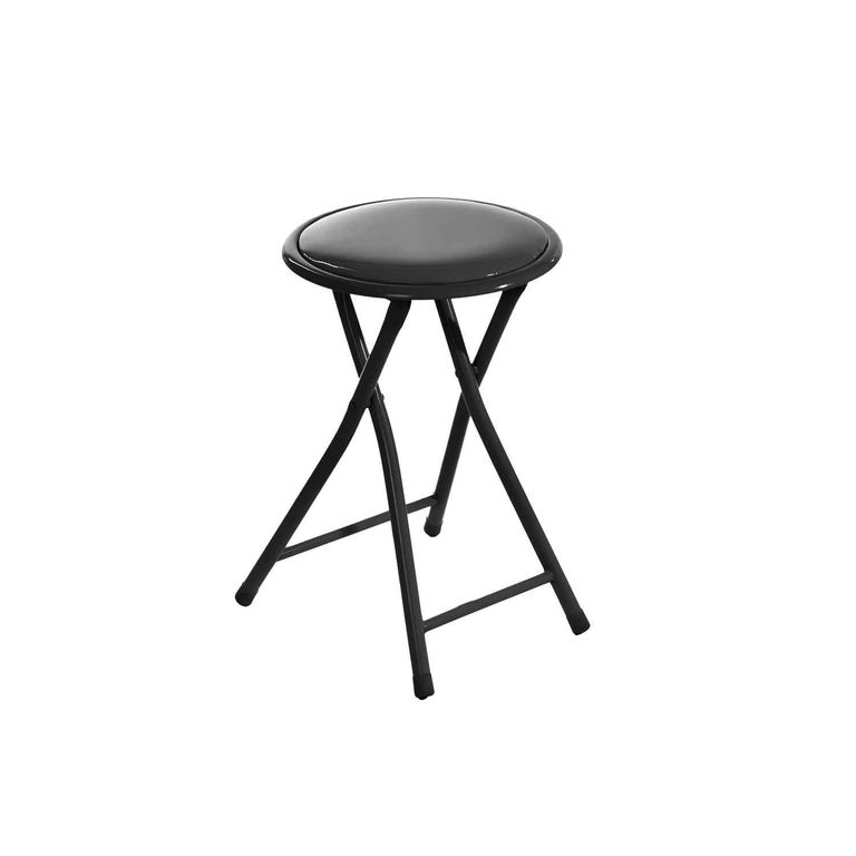 Banquito Plegable Redondo Plástico Negro