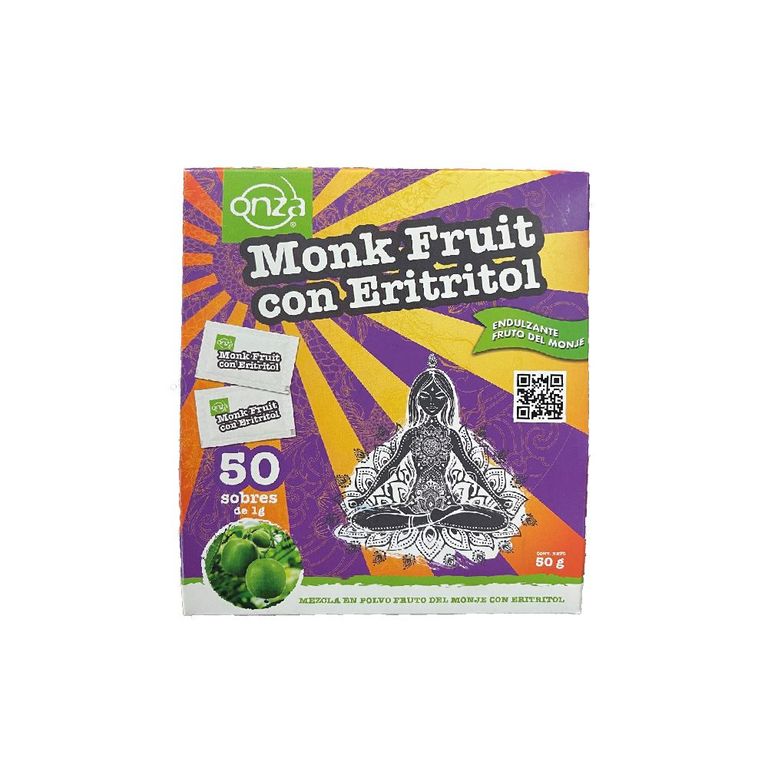 Endulzante Monk Fruit Onza con Eritritol Caja 50 Sobres