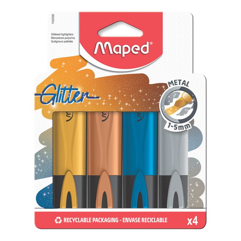 Resaltador Maped Metal Glitter Caja 4 Und
