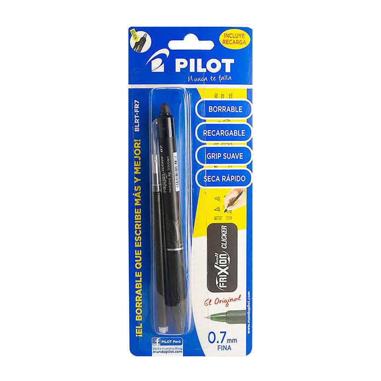 Lapicero Pilot BLRT FR 7 Frixion Clicker Negro + Repuesto