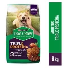 DOG CHOW - Alimento para perro Triple Proteína Adultos todos los tamaños 8kg