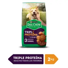 DOG CHOW - Alimento Seco Perros Adultos Dog Chow Triple Proteína Bolsa 2 Kg