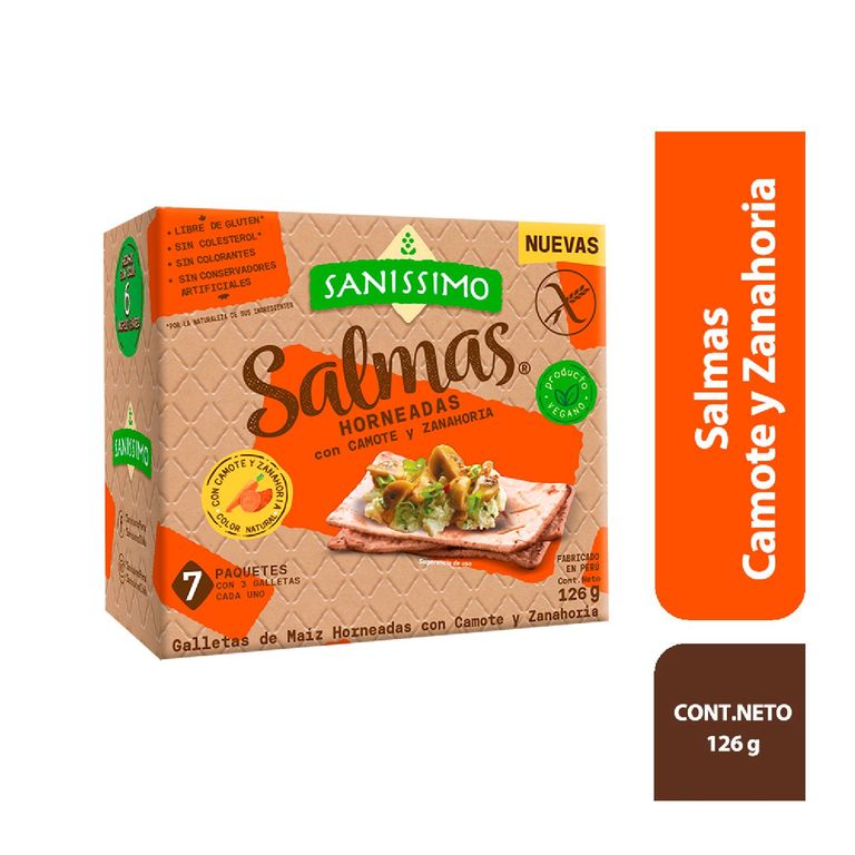 Galletas de Maíz Sanissimo Salmas Camote Zanahoria Caja 126 g