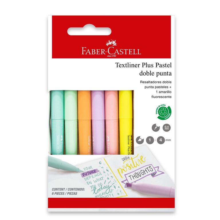 Plumones Faber Castell Plus Doble Punta Empaque 6 Und