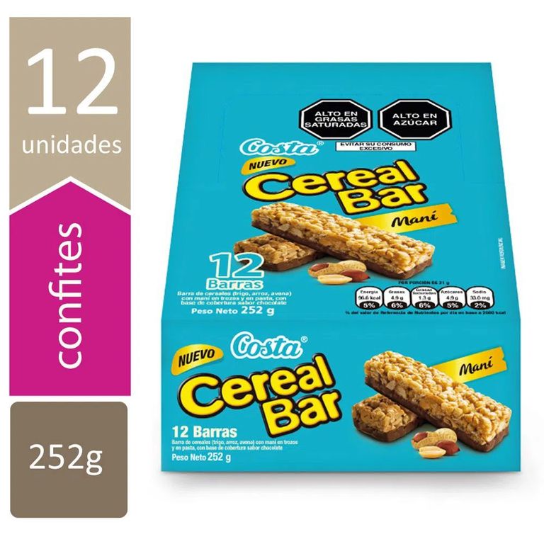Barra de Ceral Costa Cereal Bar Maní Caja 12 Und