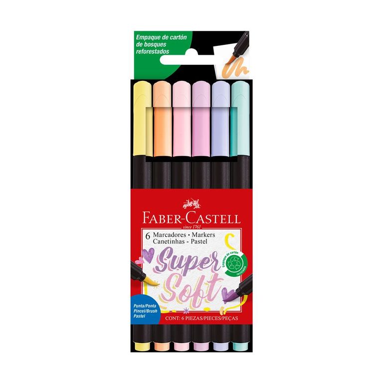 Plumones Faber Castell Super Soft Pastel Empaque 6 Und