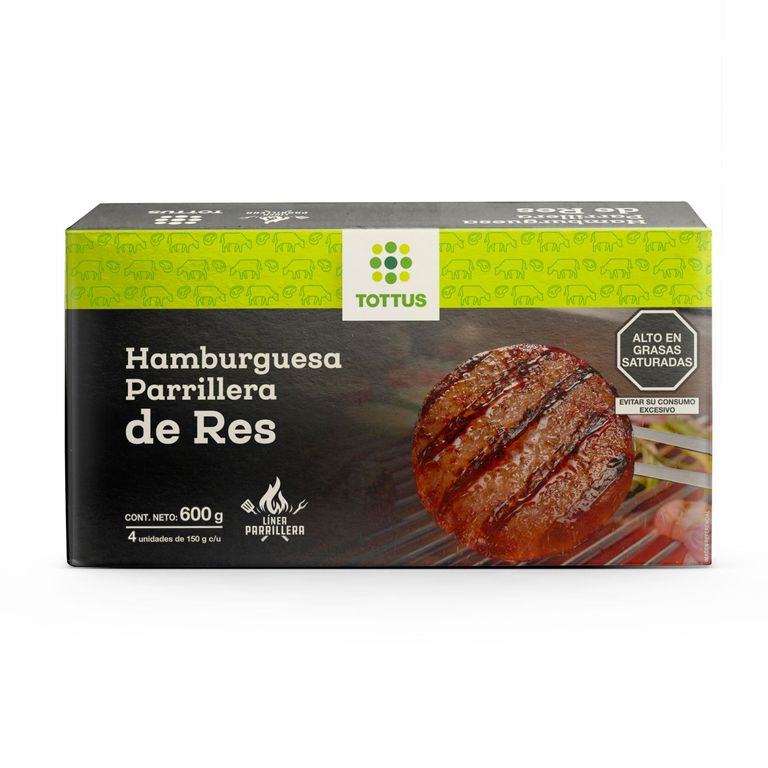 Hamburguesa Parrillera de Res Tottus Caja 4 Und