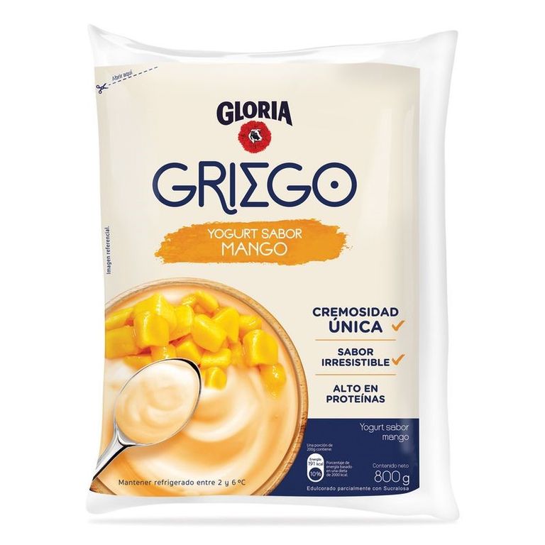 Yogurt Gloria Griego Mango Bolsa 800 g