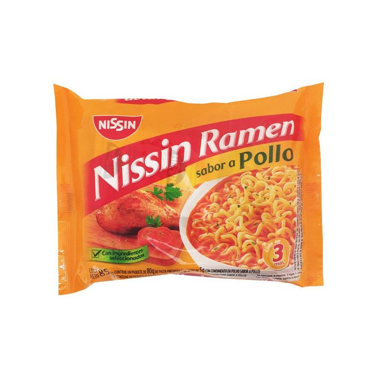 Pasta Precocida Nissin Ramen Sabor Pollo Empaque 85 g
