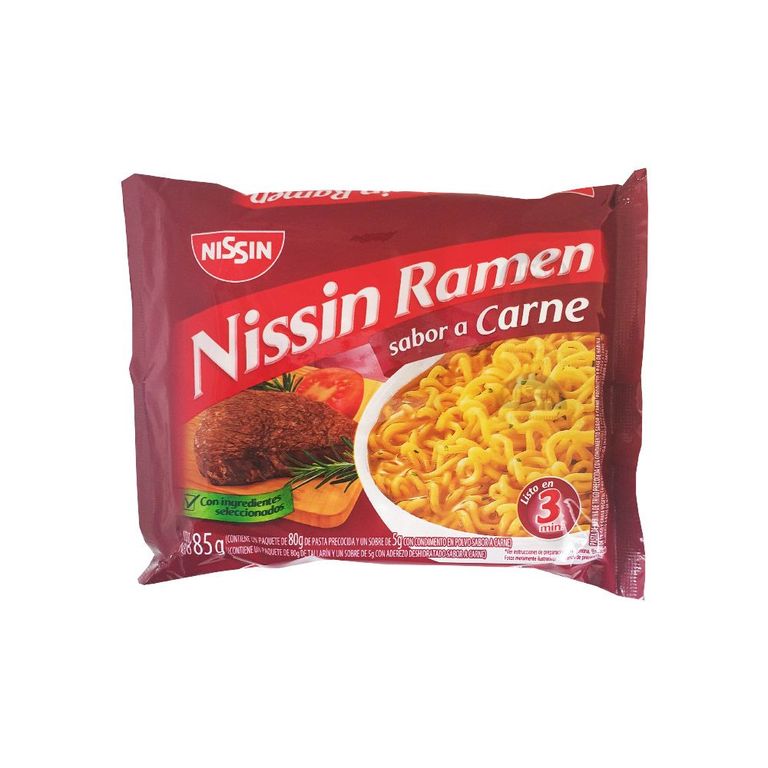 Pasta Precocida Nissin Ramen Sabor Carne Empaque 85 g