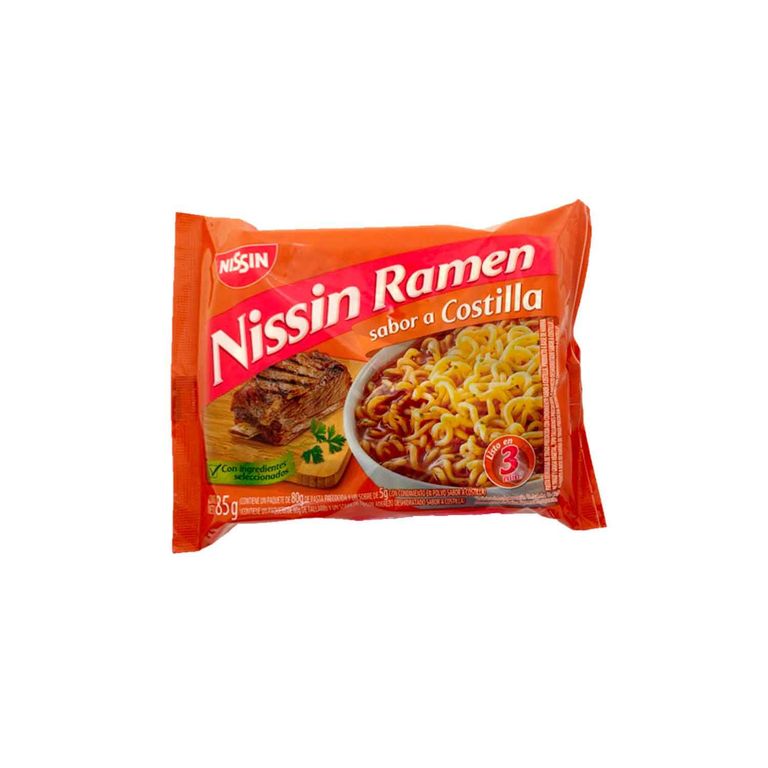 Pasta Precocida Nissin Trigo Ramen Costilla Empaque 85 g