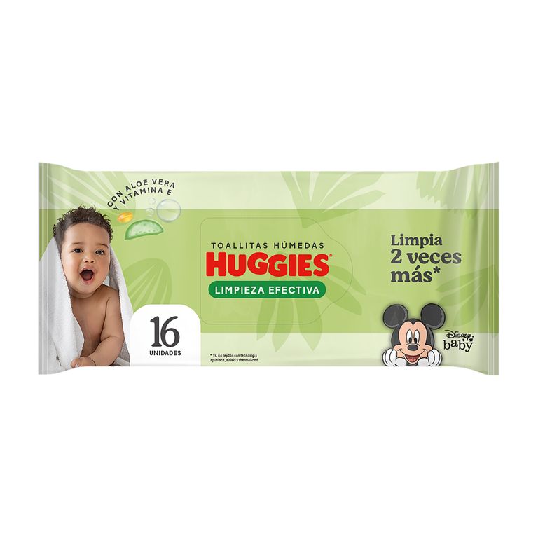 Toallitas Húmedas Huggies Limpieza Efectiva Empaque 16 Und