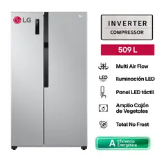 LG - Refrigeradora LG Side By Side No Frost 508L Plateada Ls51Bpp