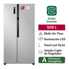 LG - Refrigeradora 508L Side By Side No Frost Plateada
