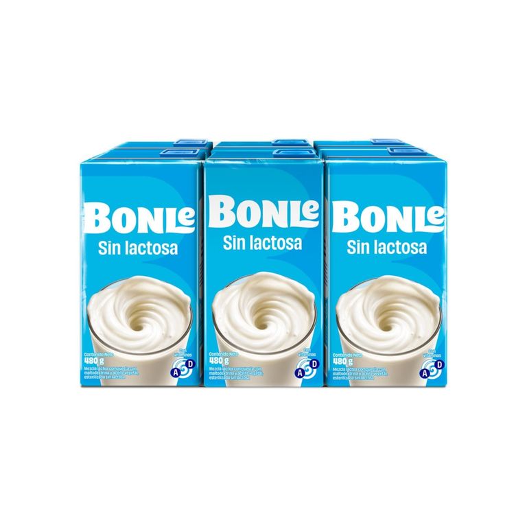 Mezcla Láctea Bonlé Sin Lactosa Sixpack Caja 480 g