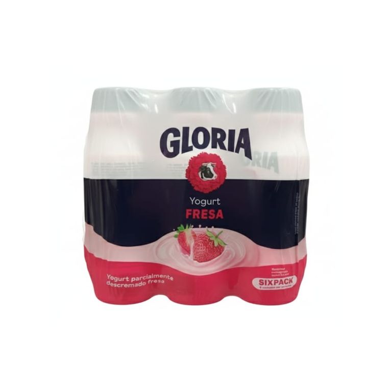 Yogurt Gloria Fresa Sixpack Botella 180 g