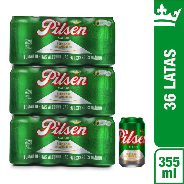 Cerveza Pilsen 3 Twelve Pack Lata 355 mL