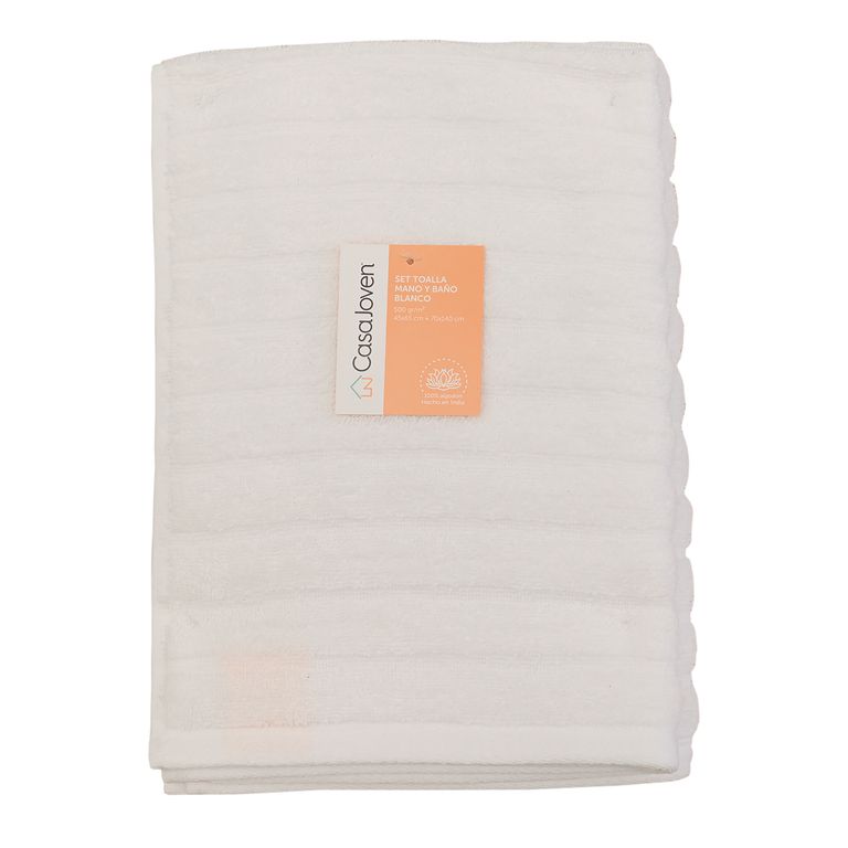 Set Toalla Mano y Baño Casa Joven 500Gsm Blanco