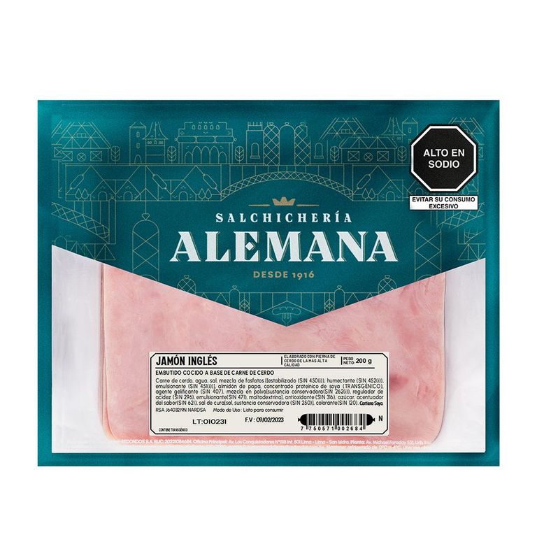 Jamón Inglés Salchichería Alemana Empaque 200 g