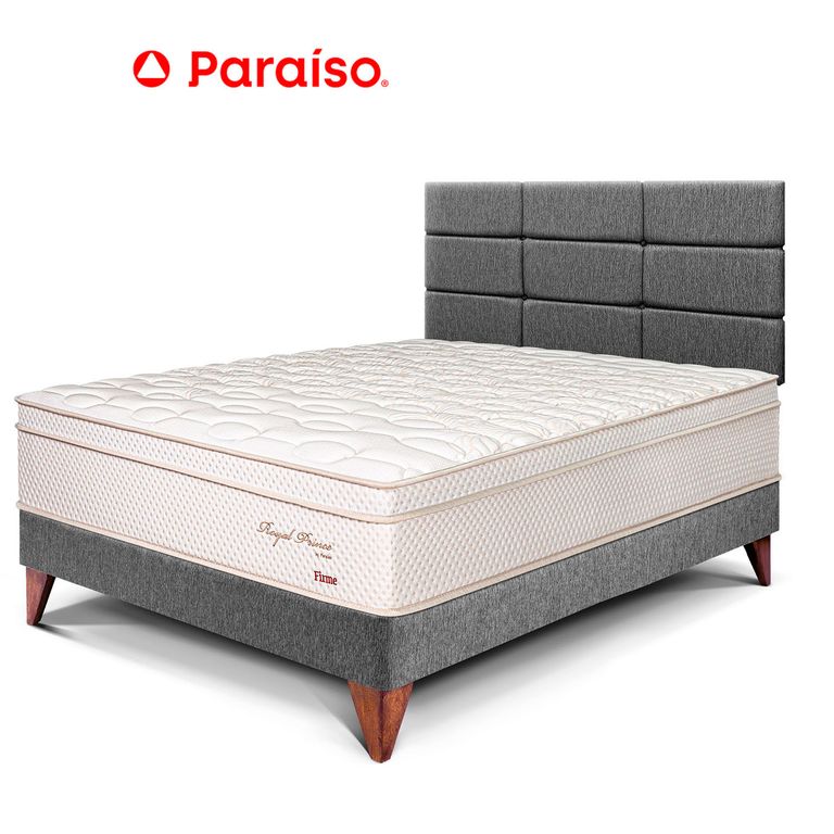 Dormitorio Europeo Royal Prince Firme Blocks 1.5 Plazas Gris + 1 Almohada Viscoelástica