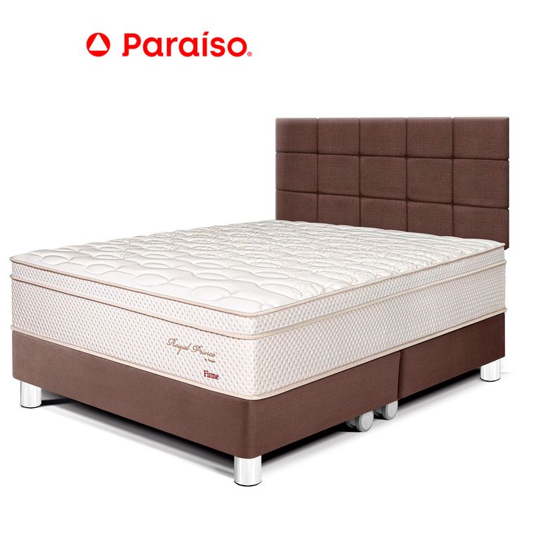 Dormitorio Royal Prince Firme Blocks Queen Chocolate + 2 Almohadas Viscoelásticas