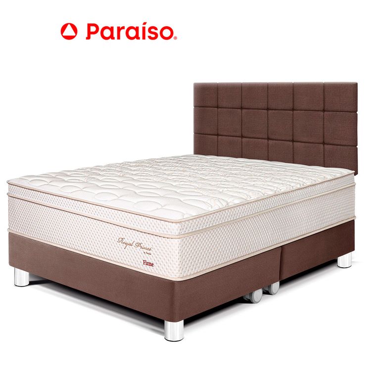 Dormitorio Royal Prince Firme Blocks King Chocolate + 2 Almohadas Viscoelásticas