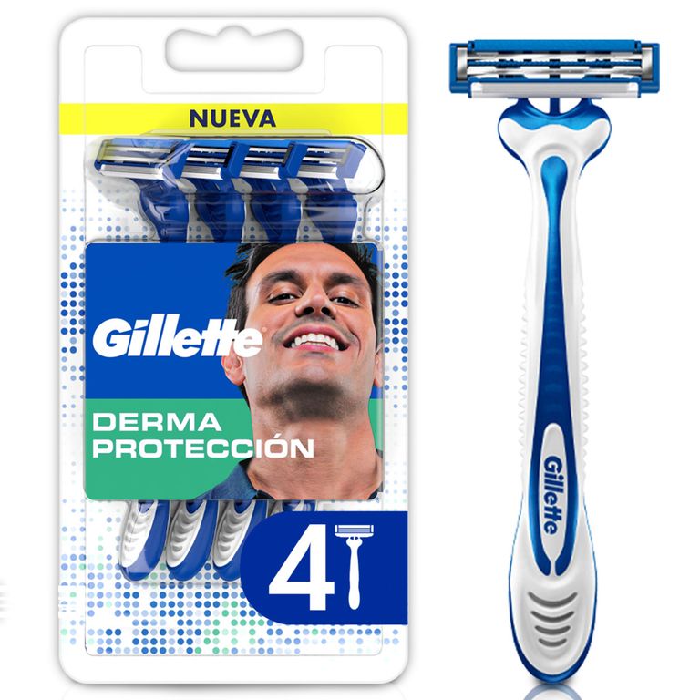 Máquina de Afeitar Desechable Gillette Derma Protect Empaque 4 Und