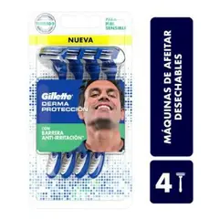 GILLETTE - Maquina Aft Desech Gillette Derma Protec x 4 Und