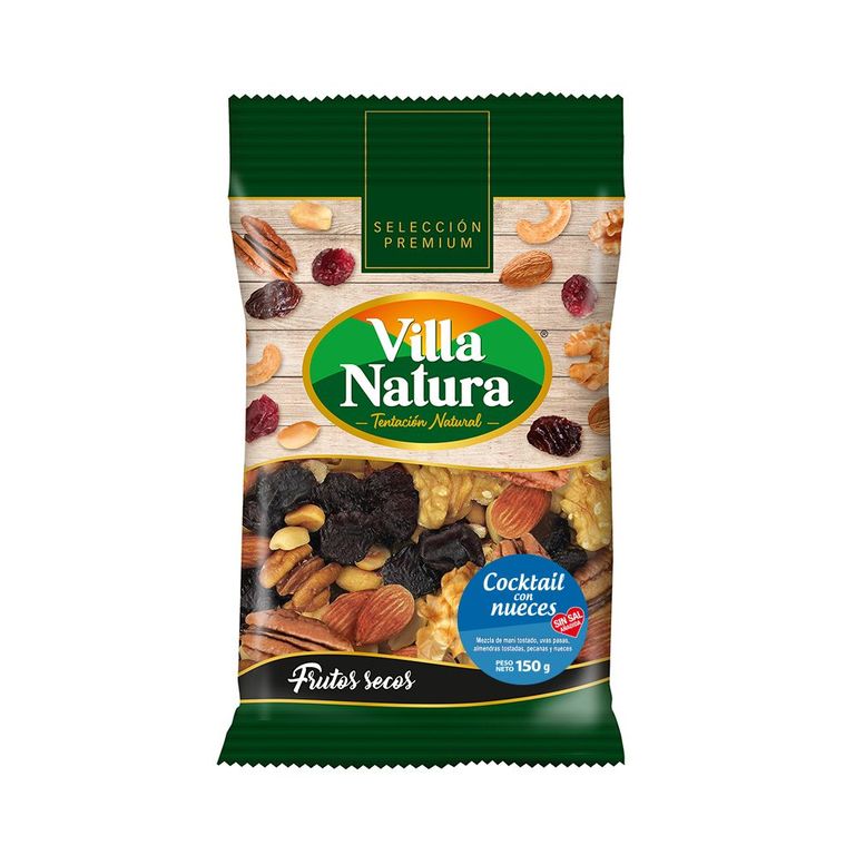 Snacks Villa Natura Cocktail con Nueces Sin Sal Bolsa 150 g