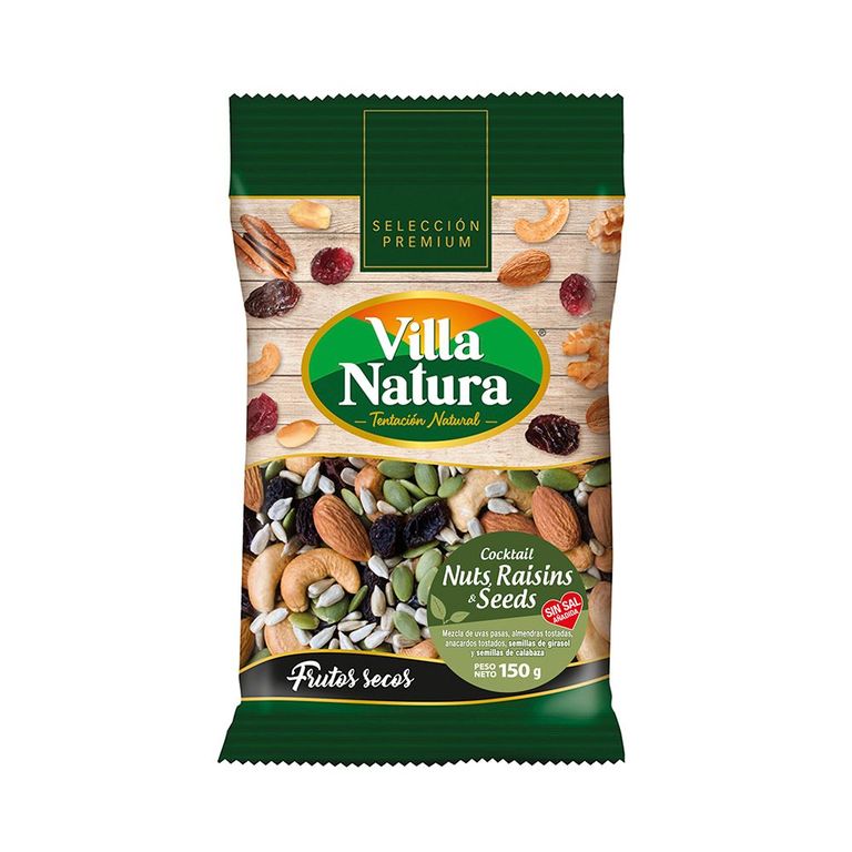 Snacks Villa Natura Cocktail Nuts Raisins Seeds Bolsa 150 g