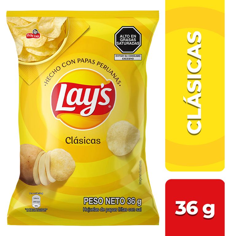 Papas Fritas Lays Clásicas Sal Bolsa 36 g