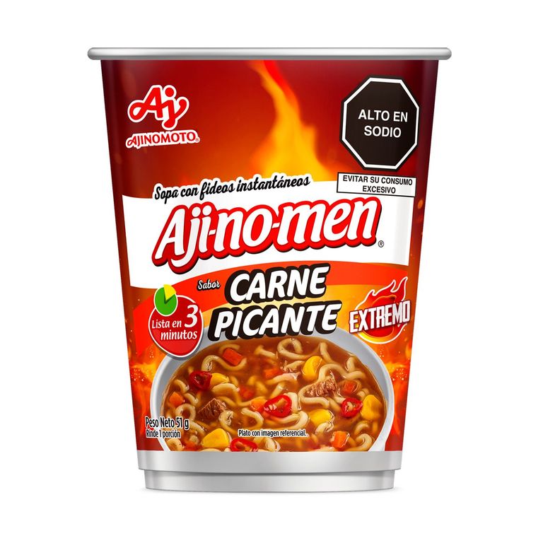 Sopa Instantánea Ajinomen Sabor Carne Picante Envase 51 g