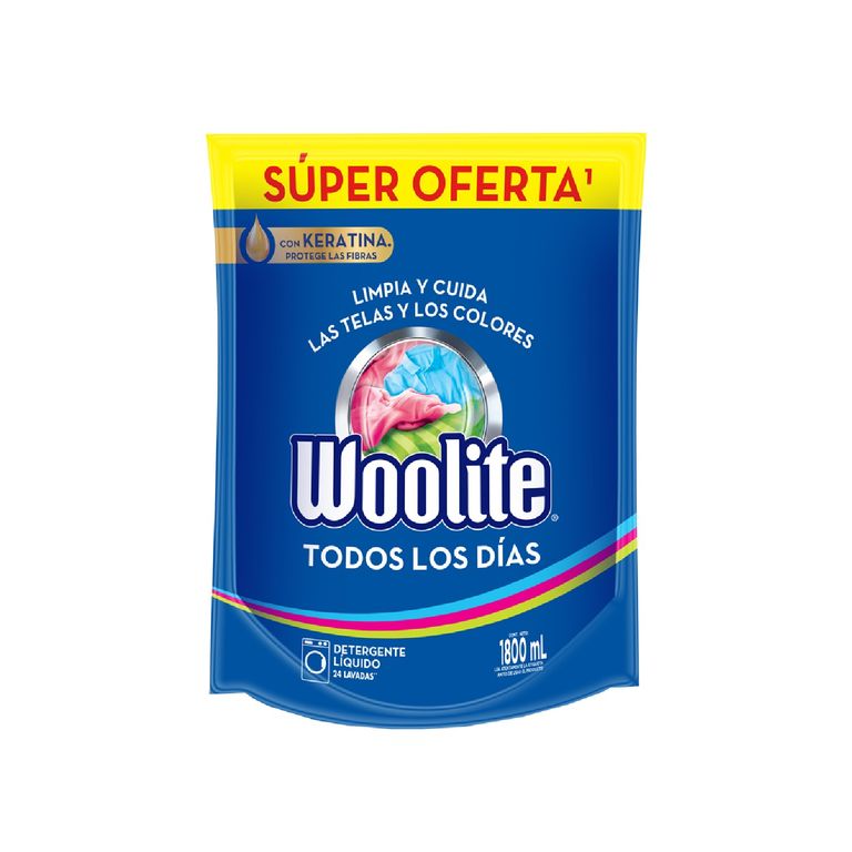 Detergente Líquido Woolite Todos los Días Doypack 1.8 L