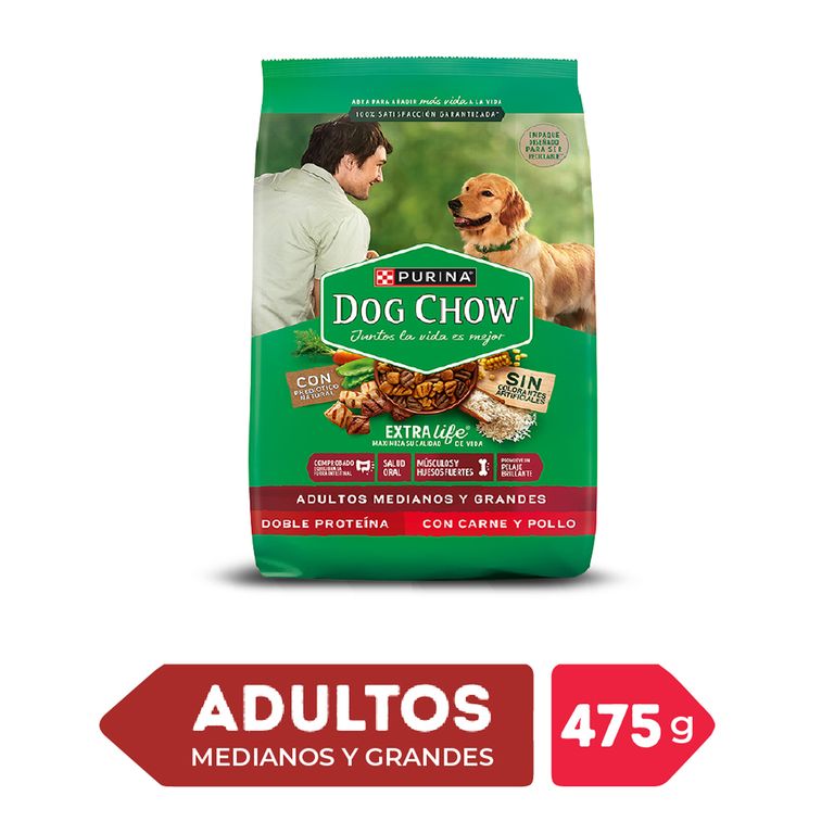 Alimento Seco Perros Adultos Grandes Dog Chow Carne Pollo Bolsa 475 g