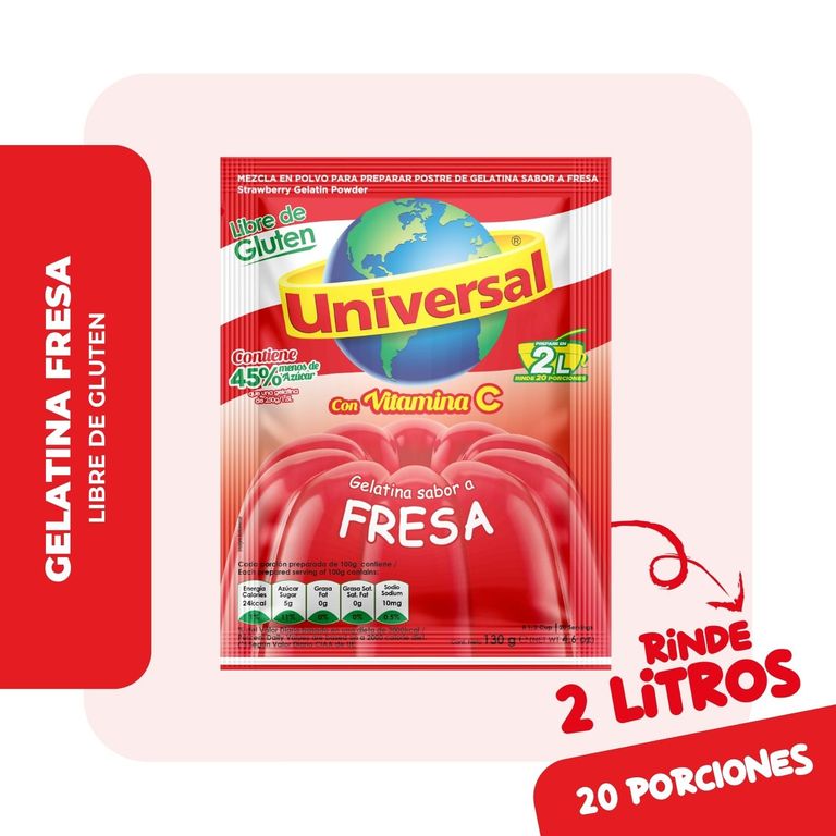 Gelatina Universal Fresa Empaque 130 g