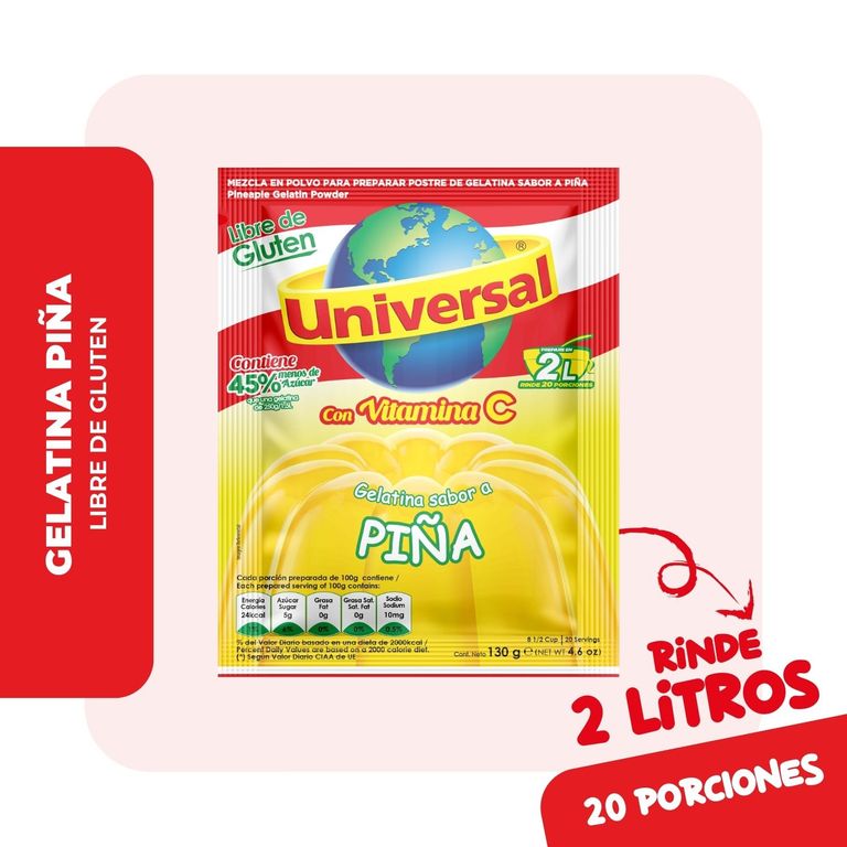 Gelatina Universal Piña Empaque 130 g