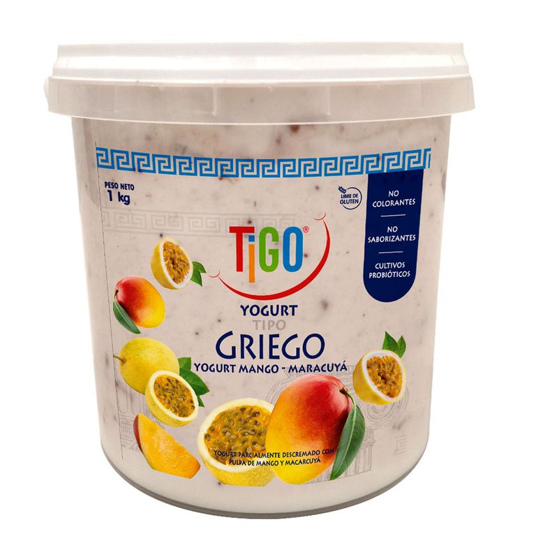 Yogurt Griego Tigo Mango y Maracuyá Envase 1 Kg