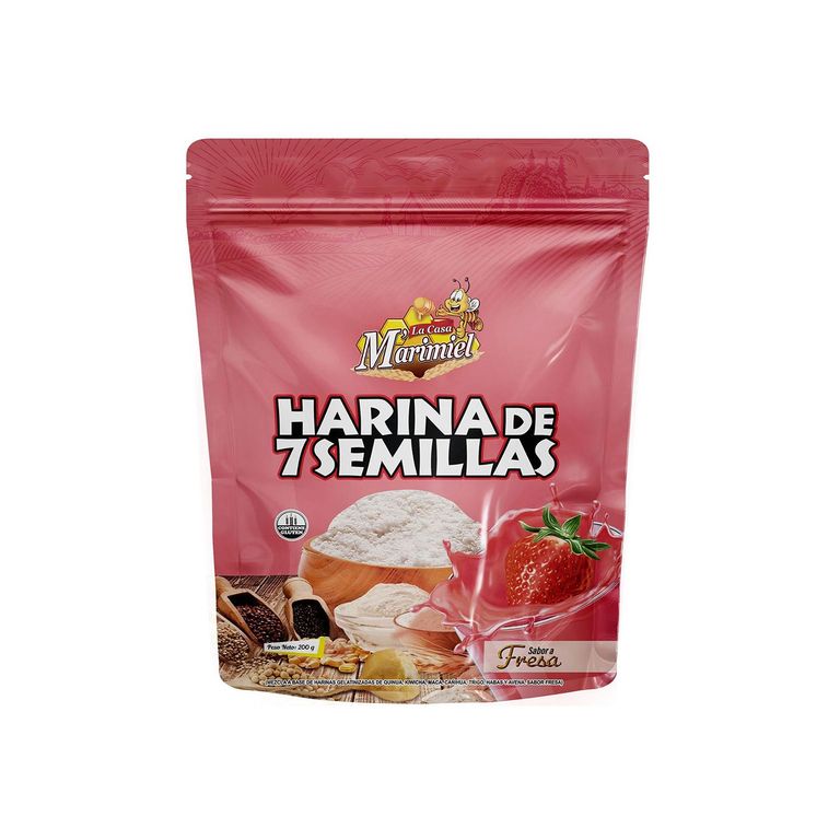 Harina de 7 Semillas La Casa Marimiel Sabor Fresa Doypack 200 g