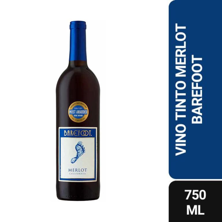 Vino Tinto Merlot Barefoot Botella 750 mL